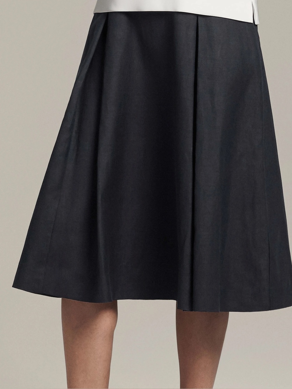 MM Lafleur Astoria Midi Length Pleated Linen Blend Skirt in Harbor Blue size 10